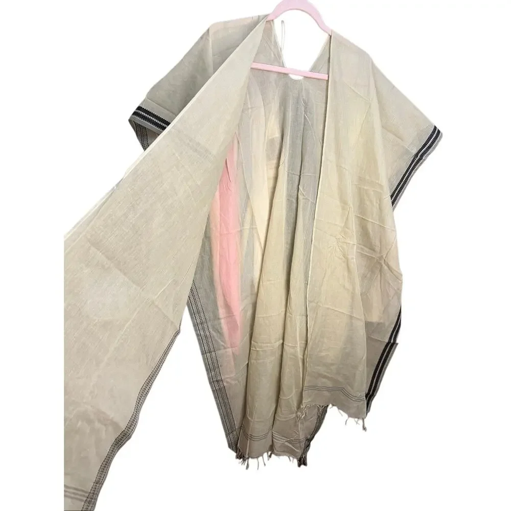 Eileen Fisher‎ Organic Cotton Natural Serape Wrap Scarf Brand New
